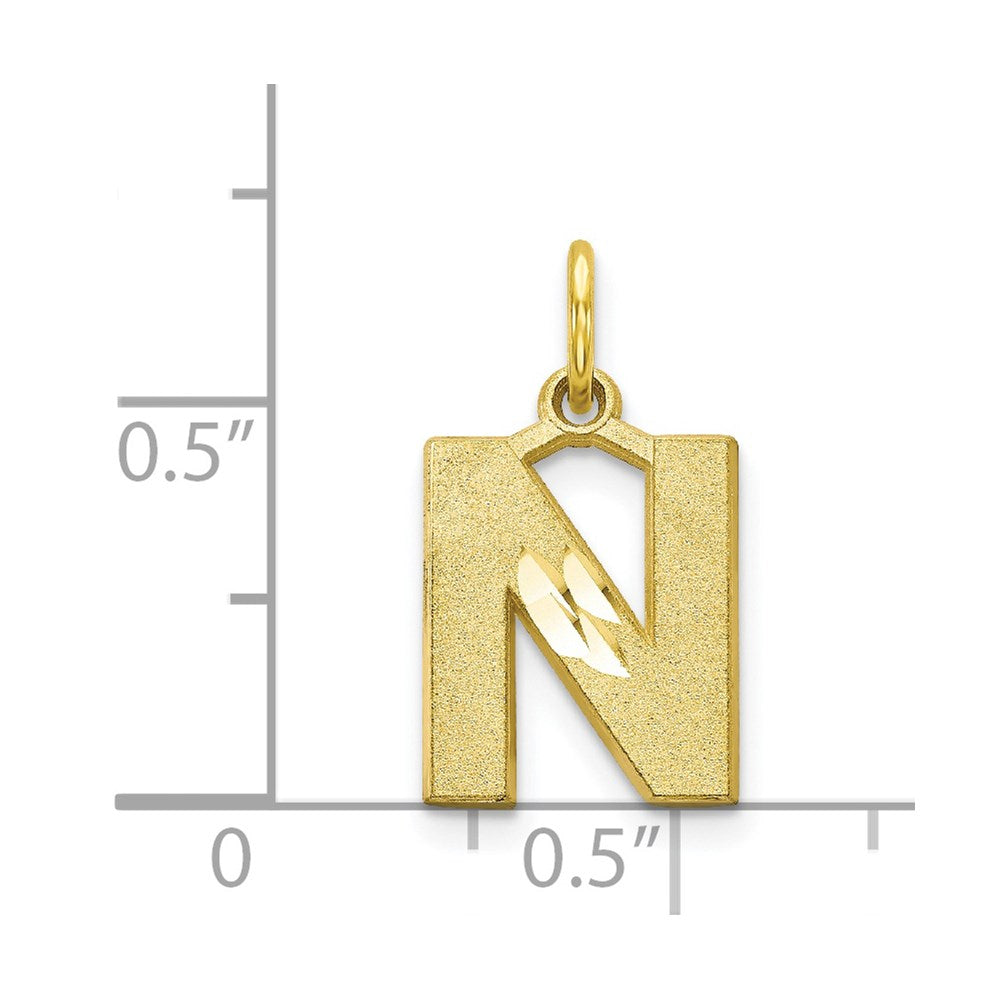 Million Charms 10K Yellow Gold Themed Alphabet Letter Initial N Charm
