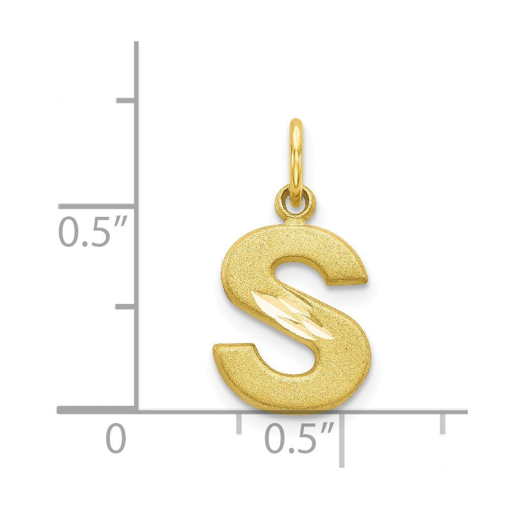 Million Charms 10K Yellow Gold Themed Alphabet Letter Initial S Charm