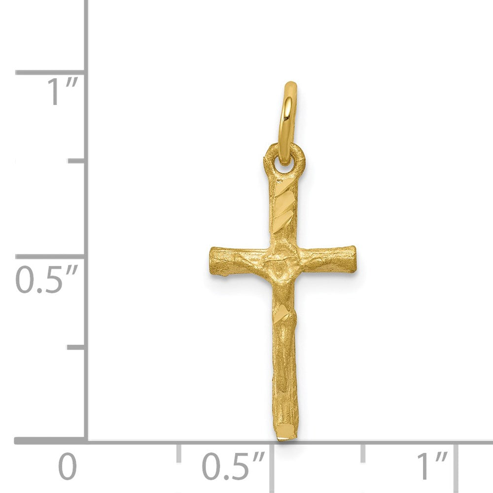 Million Charms 10K Yellow Gold Themed Solid Satin Polished Relgious Cross Charm