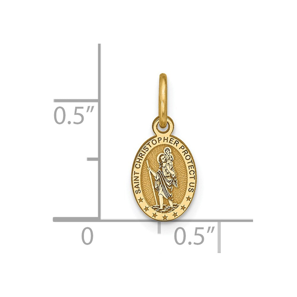 Million Charms 10K Yellow Gold Themed Solid Satin Polished Religious Saint Christopher Pendant