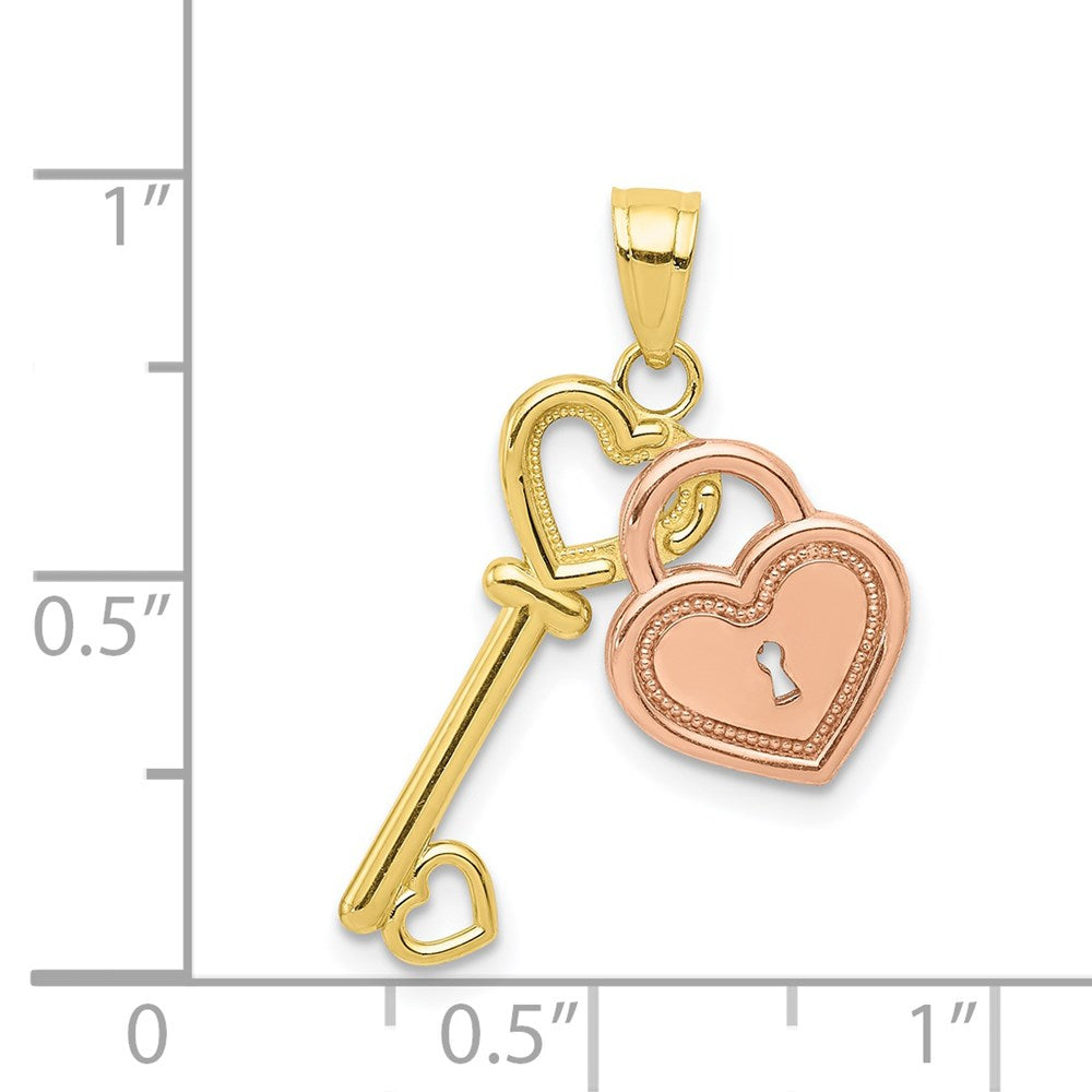 Million Charms 10K Two-Tone Heart & Key Charm