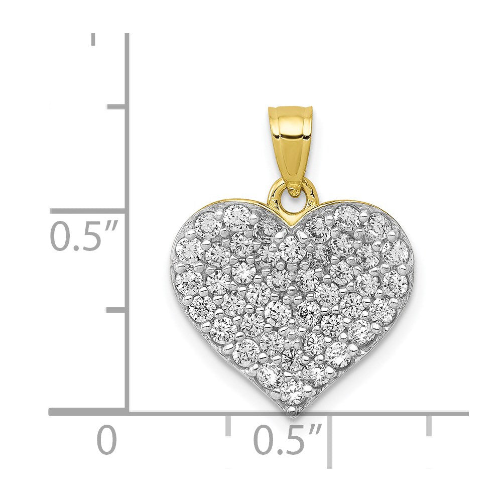 Million Charms 10K Yellow Gold Themed (Cubic Zirconia) CZ Cluster Heart Pendant