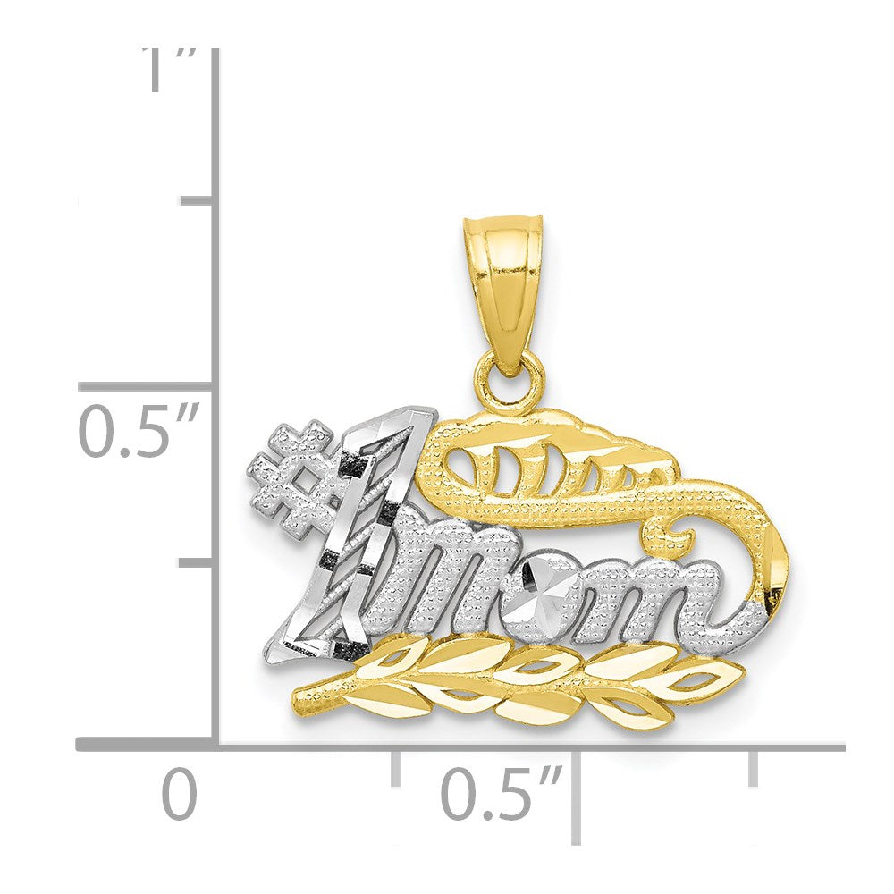 Million Charms 10K Yellow Gold Themed, Rhodium-plated #1 Mom Charm