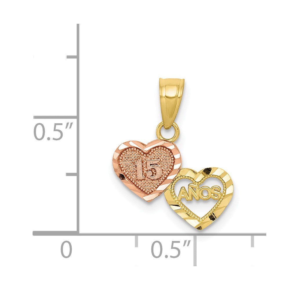 Million Charms 10K Two-Tone Small Sweet 15 Birthday Anniversary Charm