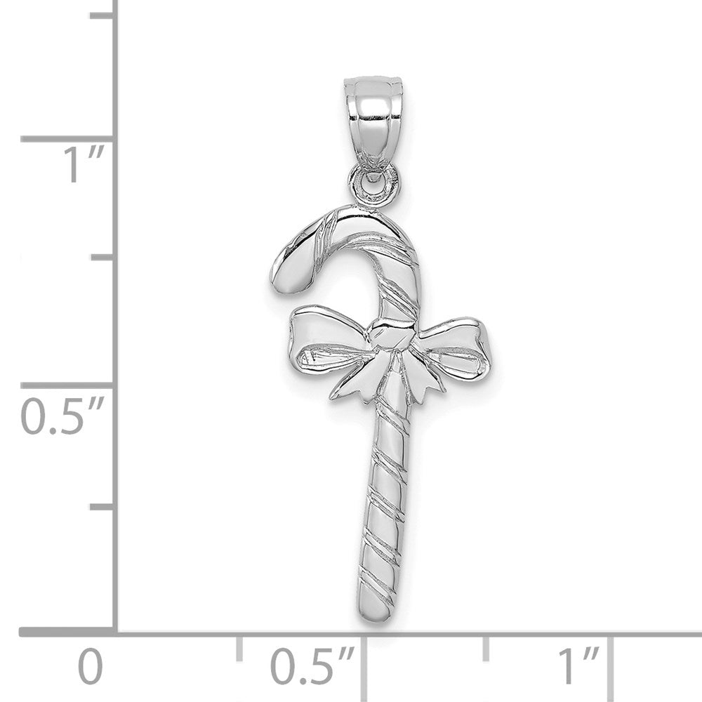 Million Charms 10K White Gold Themed Solid Polished Candy Cane Pendant