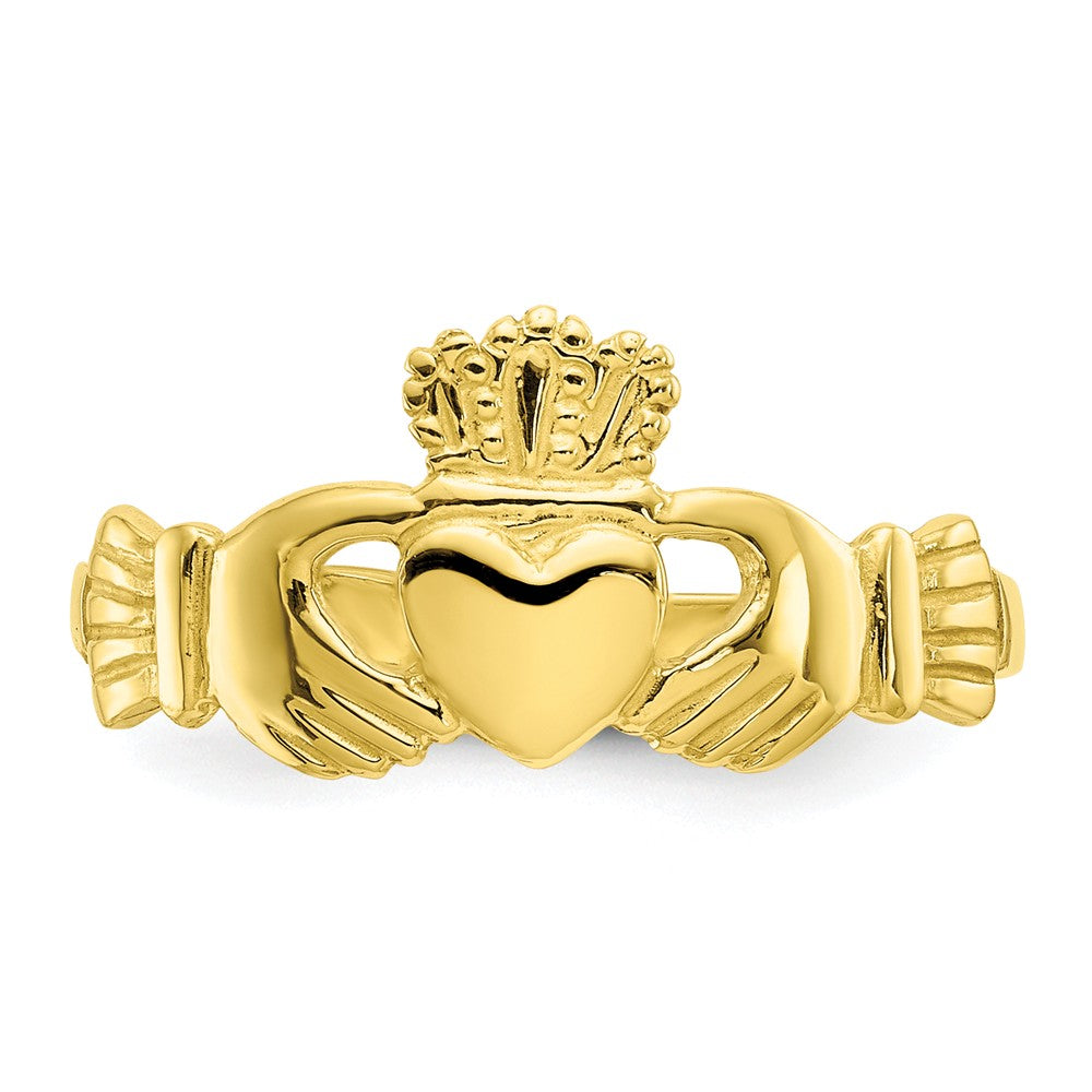 10k Yellow Gold Polished Ladies Claddagh Ring, Size: 7