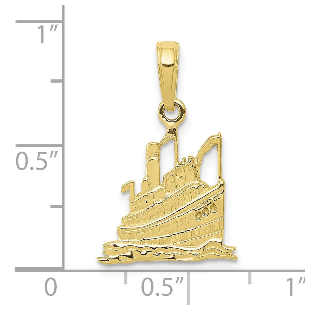 Million Charms 10K Yellow Gold Themed Cruise Ship Pendant