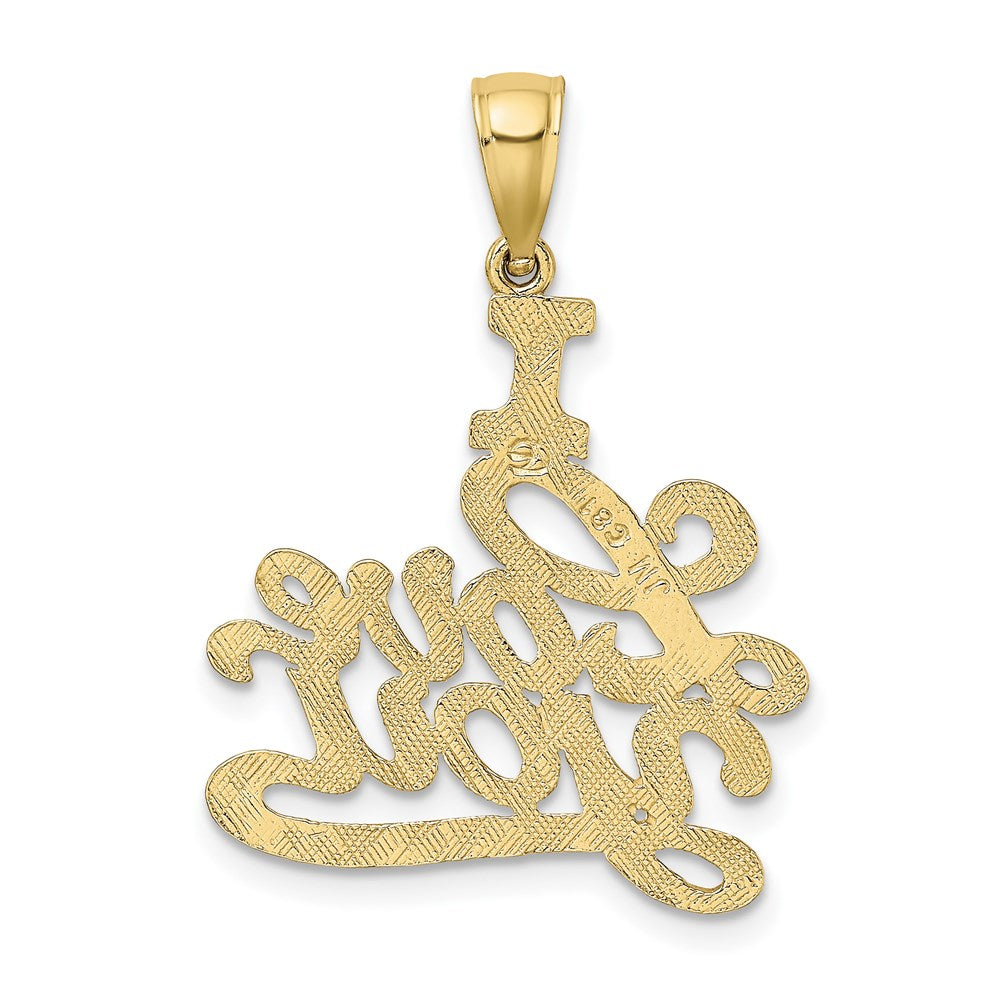 Million Charms 10K Yellow Gold Themed Textured I Love You Pendant