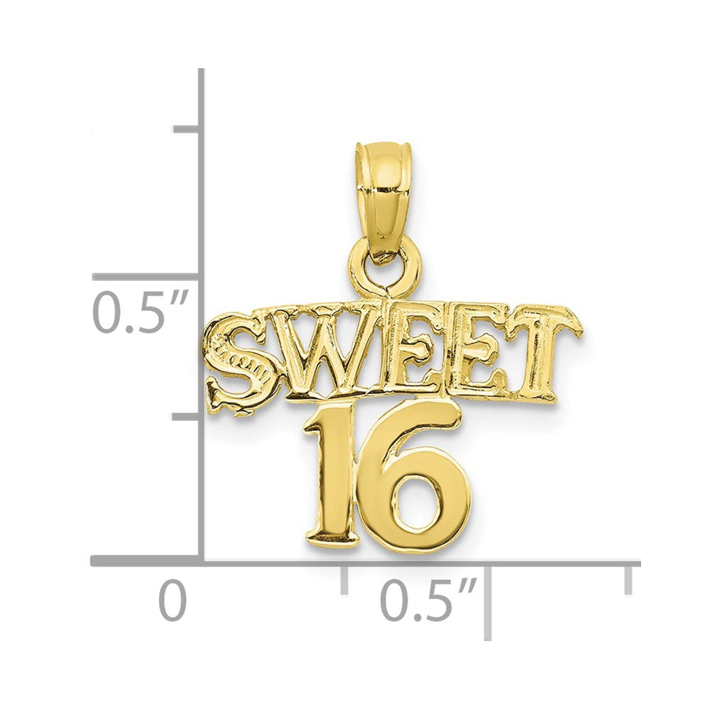 Million Charms 10K Yellow Gold Themed Sweet 16 Birthday Pendant