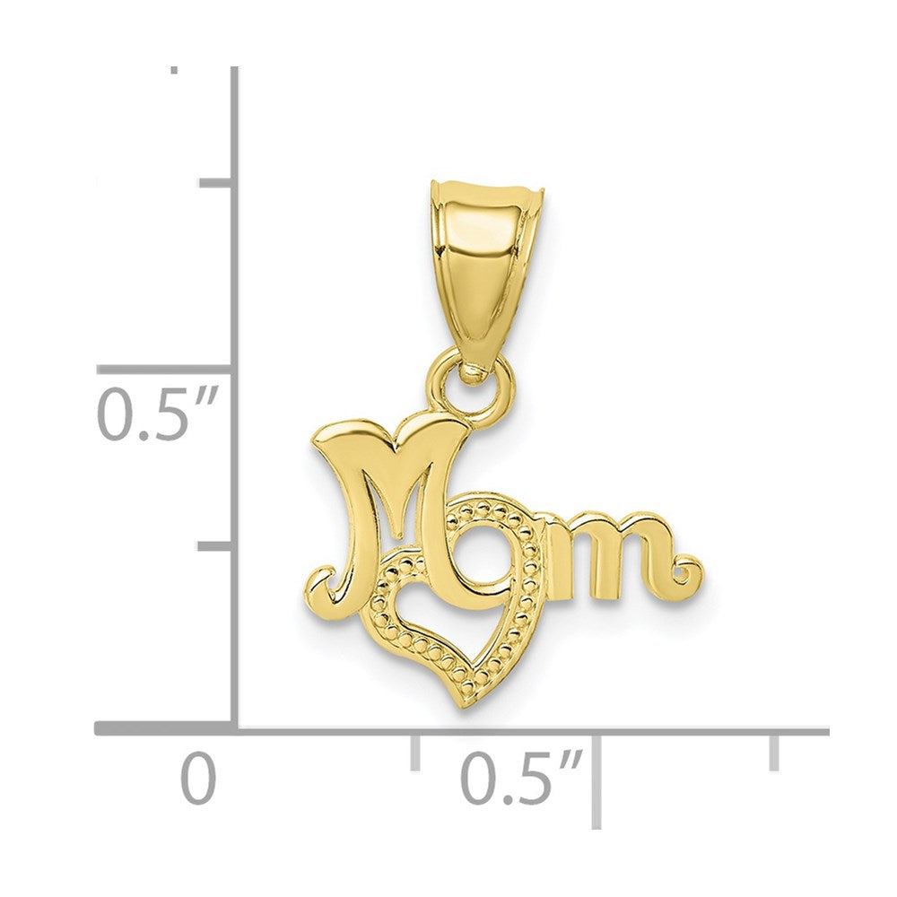 Million Charms 10K Yellow Gold Themed Mom With Heart Pendant