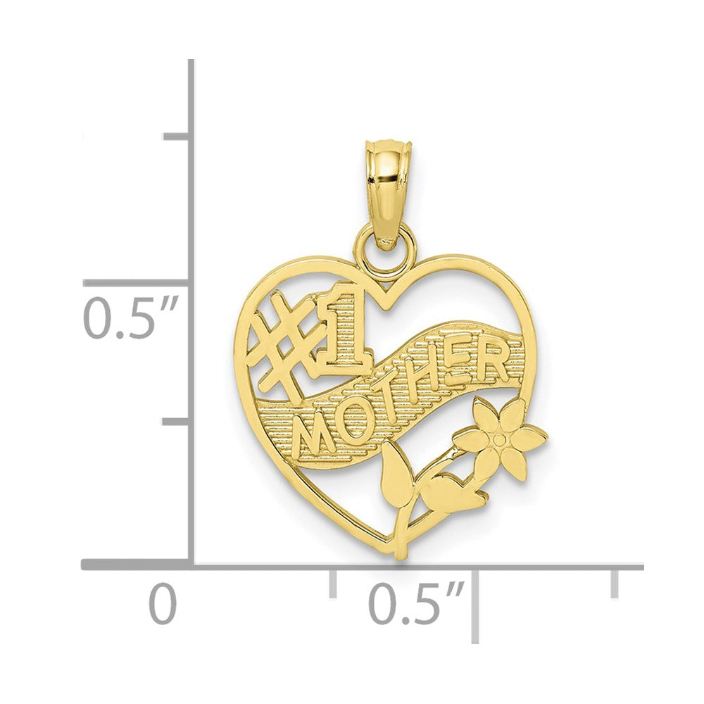 Million Charms 10K Yellow Gold Themed #1 Mother In Heart Frame Pendant