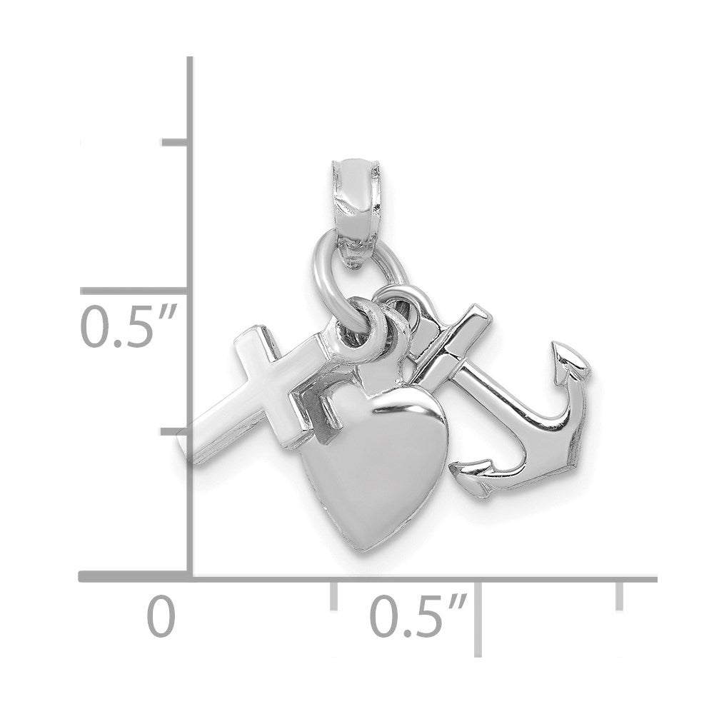 Million Charms 10K White Gold Themed Faith, Hope & Charity Charm