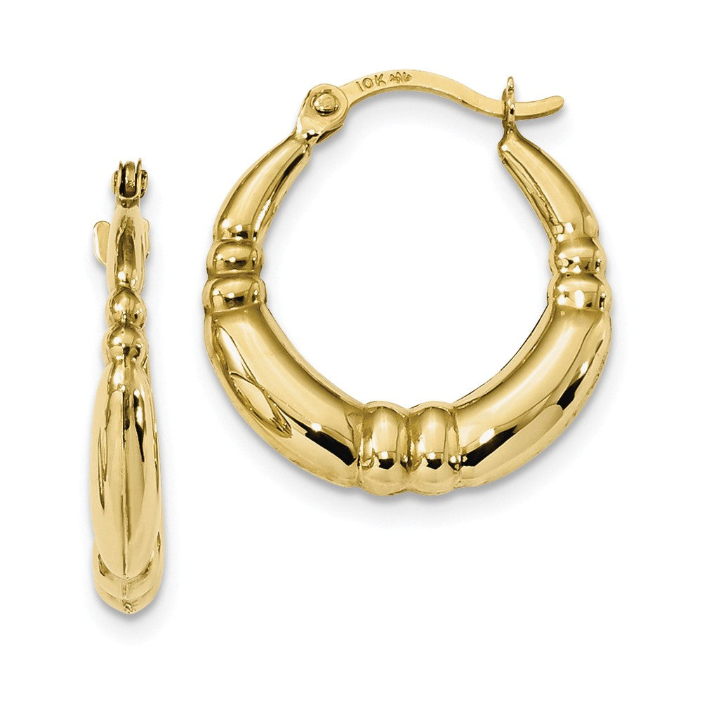 Million Charms 10k Yellow Gold Polished Hoop Earrings, 17.96mm x 16.35mm