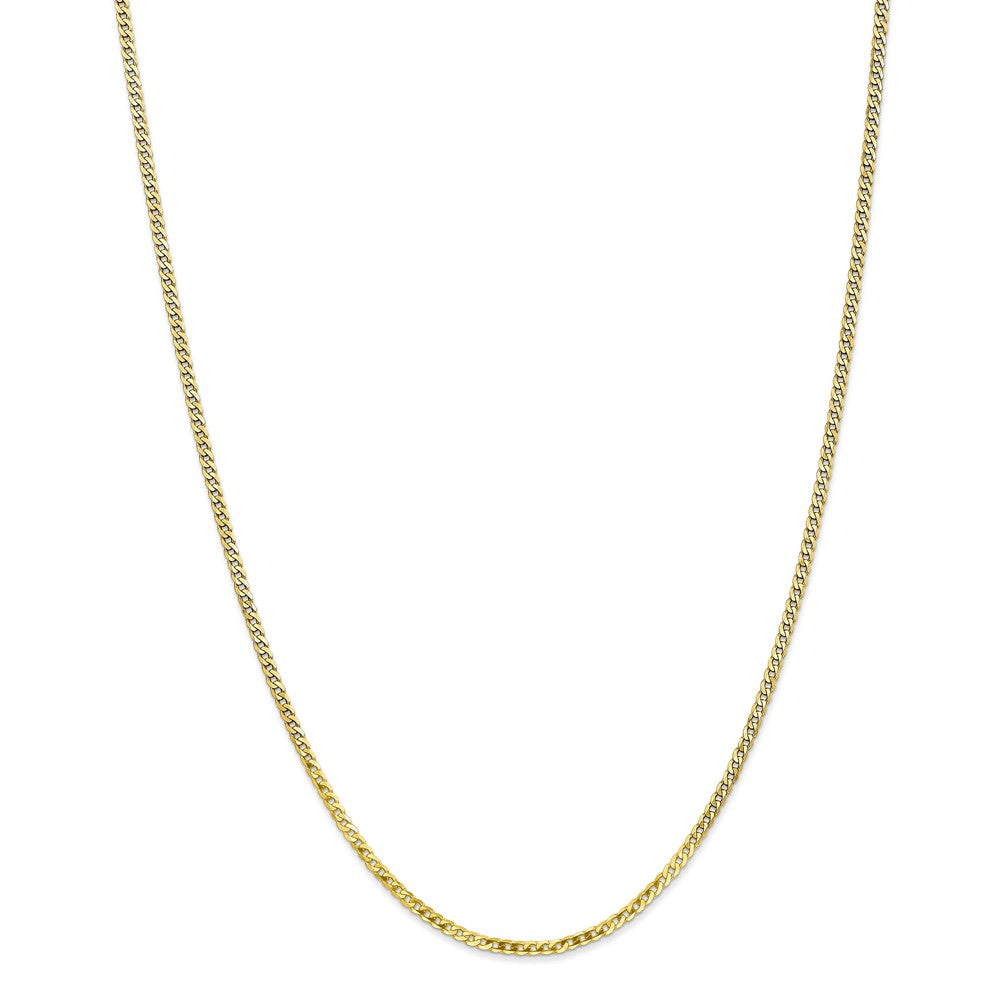 Million Charms 10k Yellow Gold 2.2mm Flat Beveled Curb Chain, Chain Length: 10 inches