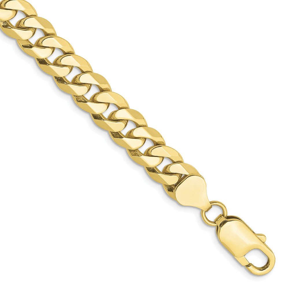 Million Charms 10k Yellow Gold 7.75mm Flat Beveled Curb Chain, Chain Length: 8 inches