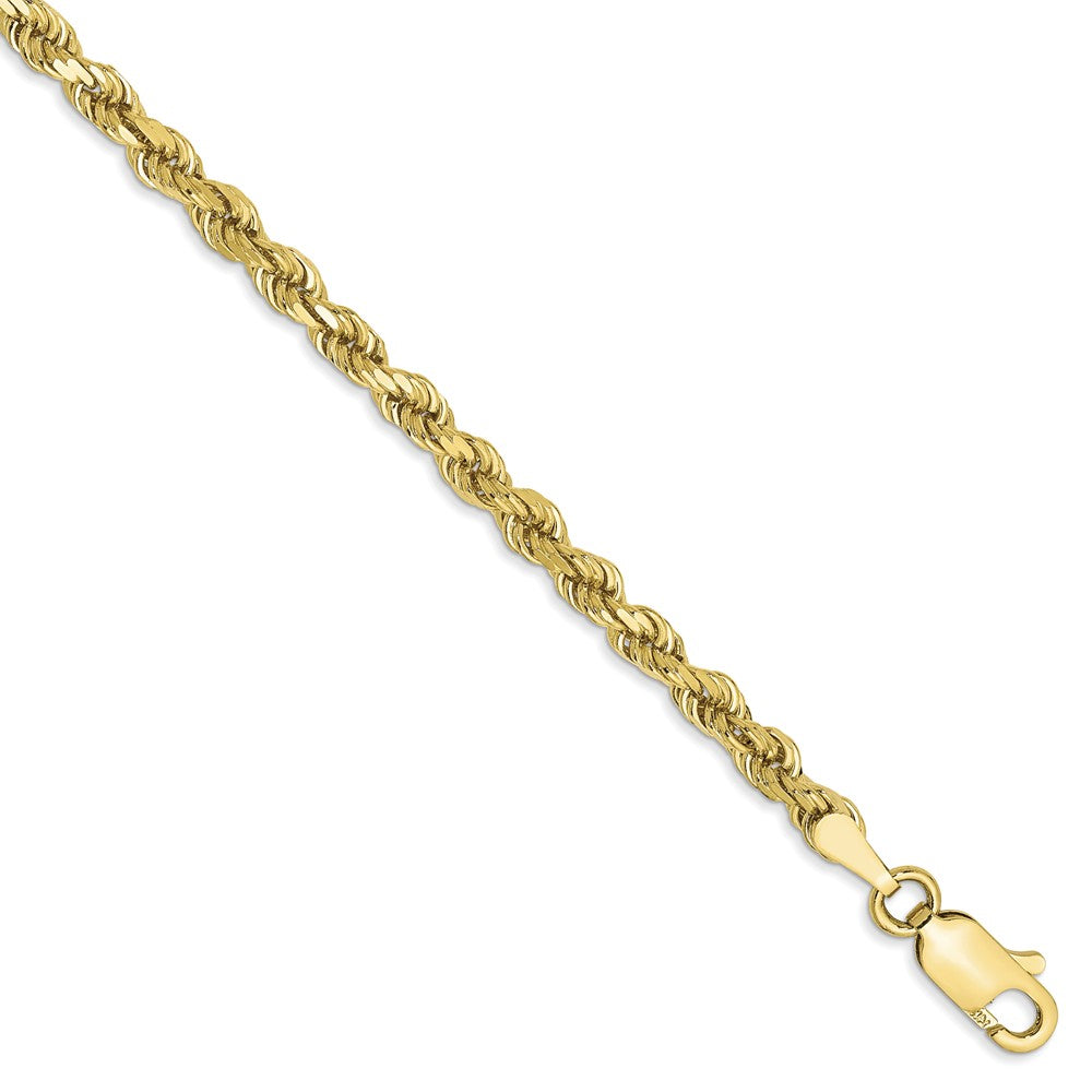 Million Charms 10k Yellow Gold 3.2mm Diamond-cut Rope Chain, Chain Length: 7 inches