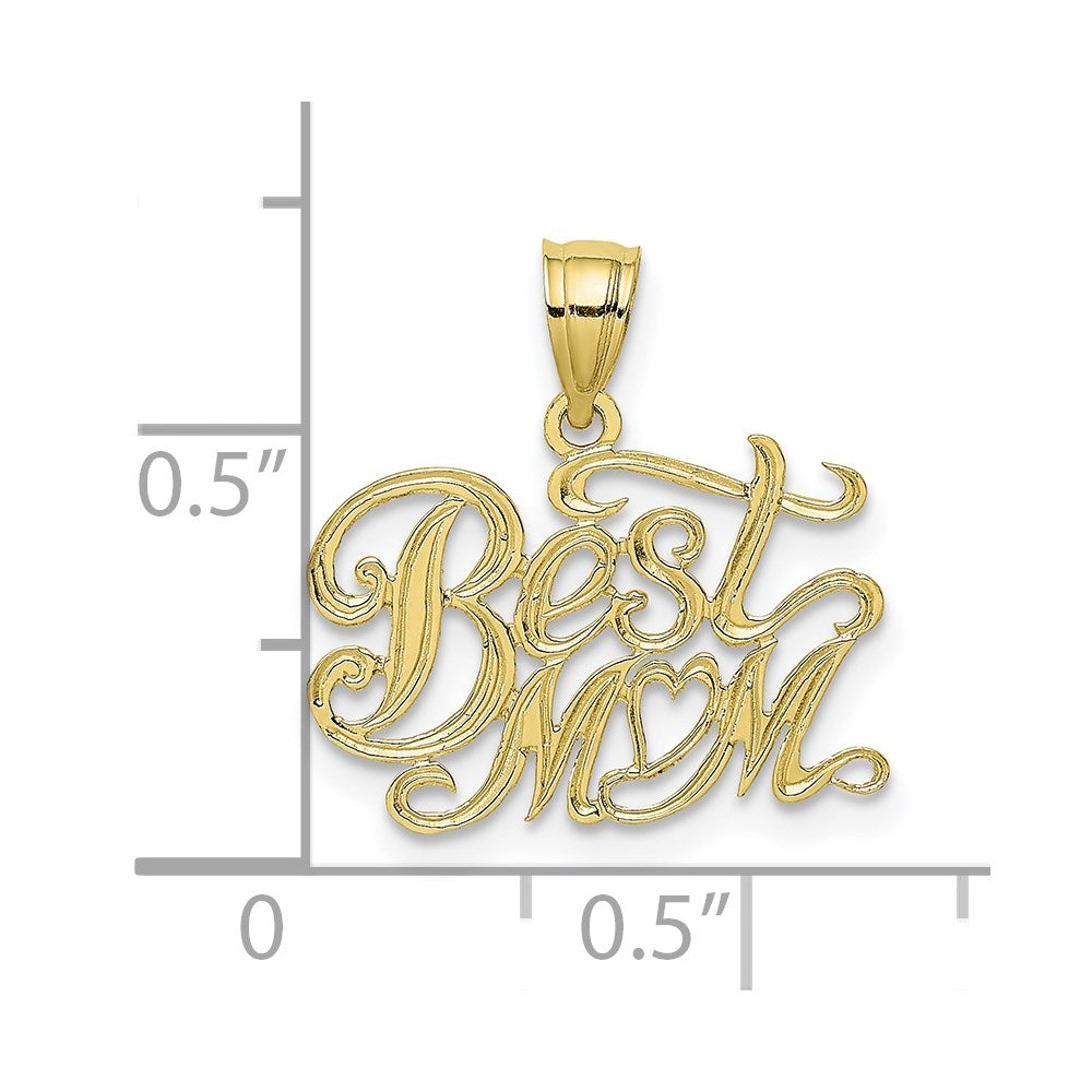 Million Charms 10K Yellow Gold Themed Best Mom Pendant