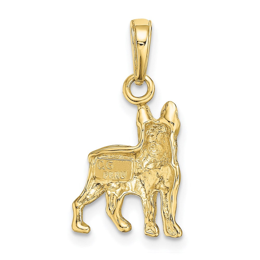 Million Charms 10K Yellow Gold Themed Boston Terrier Dog Pendant