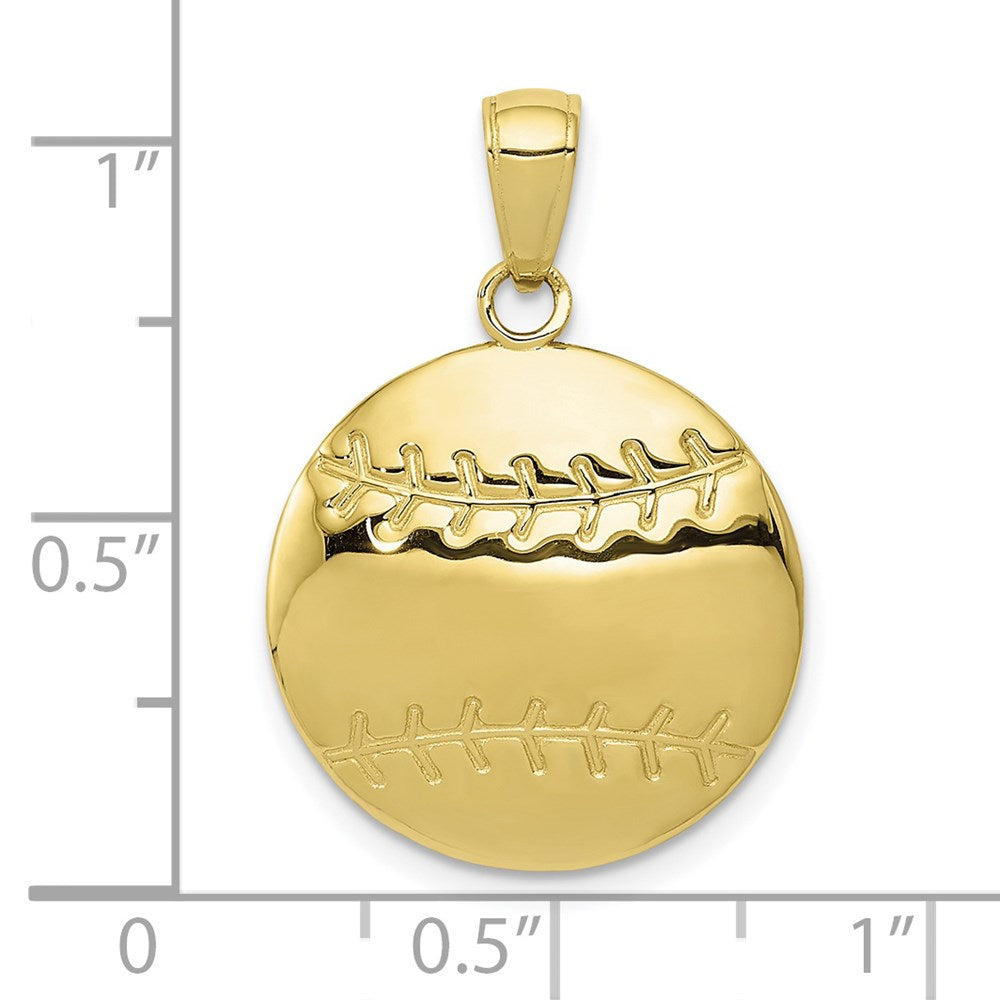 Million Charms 10K Yellow Gold Themed Diamond-Cut Sports Baseball Charm