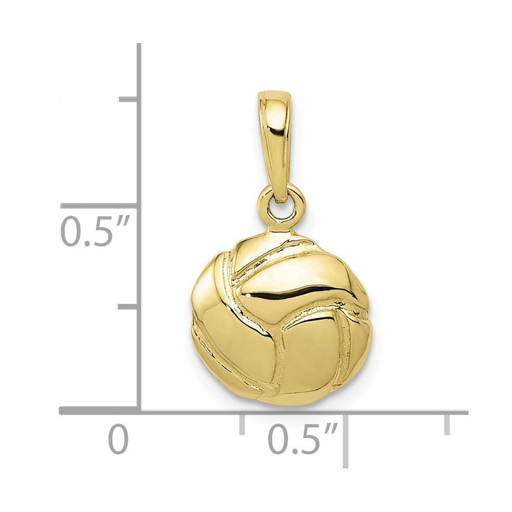 Million Charms 10K Yellow Gold Themed Solid Satin & Diamond -Cut Volleyball Charm