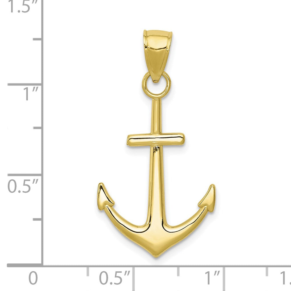 Million Charms 10K Yellow Gold Themed Gold Themed Polished Nautical Anchor Pendant