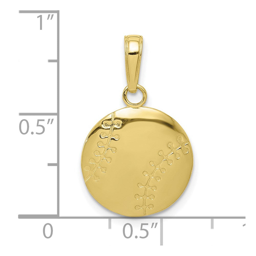 Million Charms 10K Yellow Gold Themed Gold Themed Polished Sports Baseball Closed Back Pendant