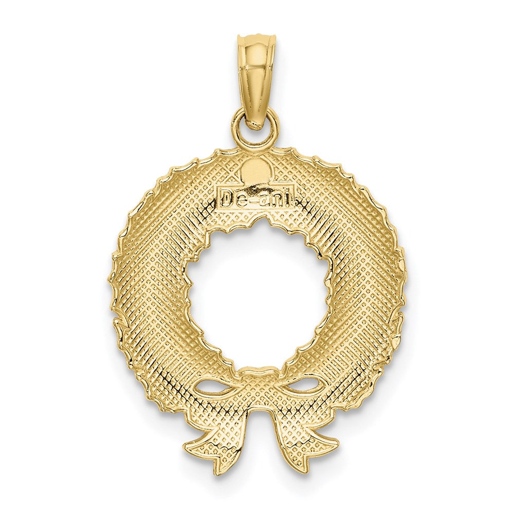 Million Charms 10K Yellow Gold Themed Enamel Christmas Wreath Charm