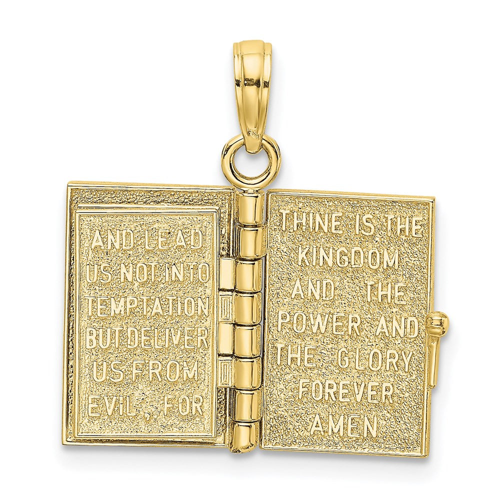 Million Charms 10K Yellow Gold Themed 3-D Moveable Pages Holy Bible With Lords Prayer Charm
