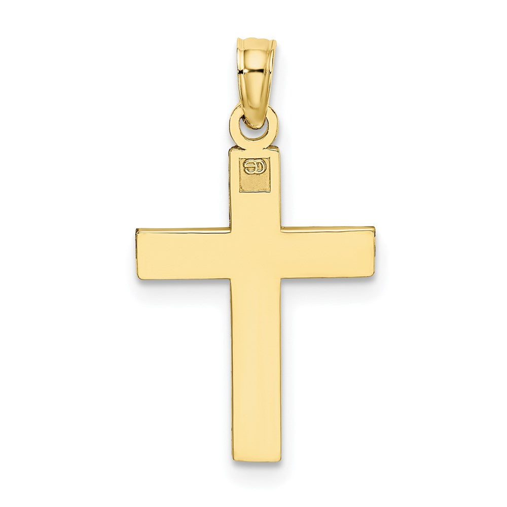 Million Charms 10K Yellow Gold Themed Diamond-Cut Block Relgious Cross Charm