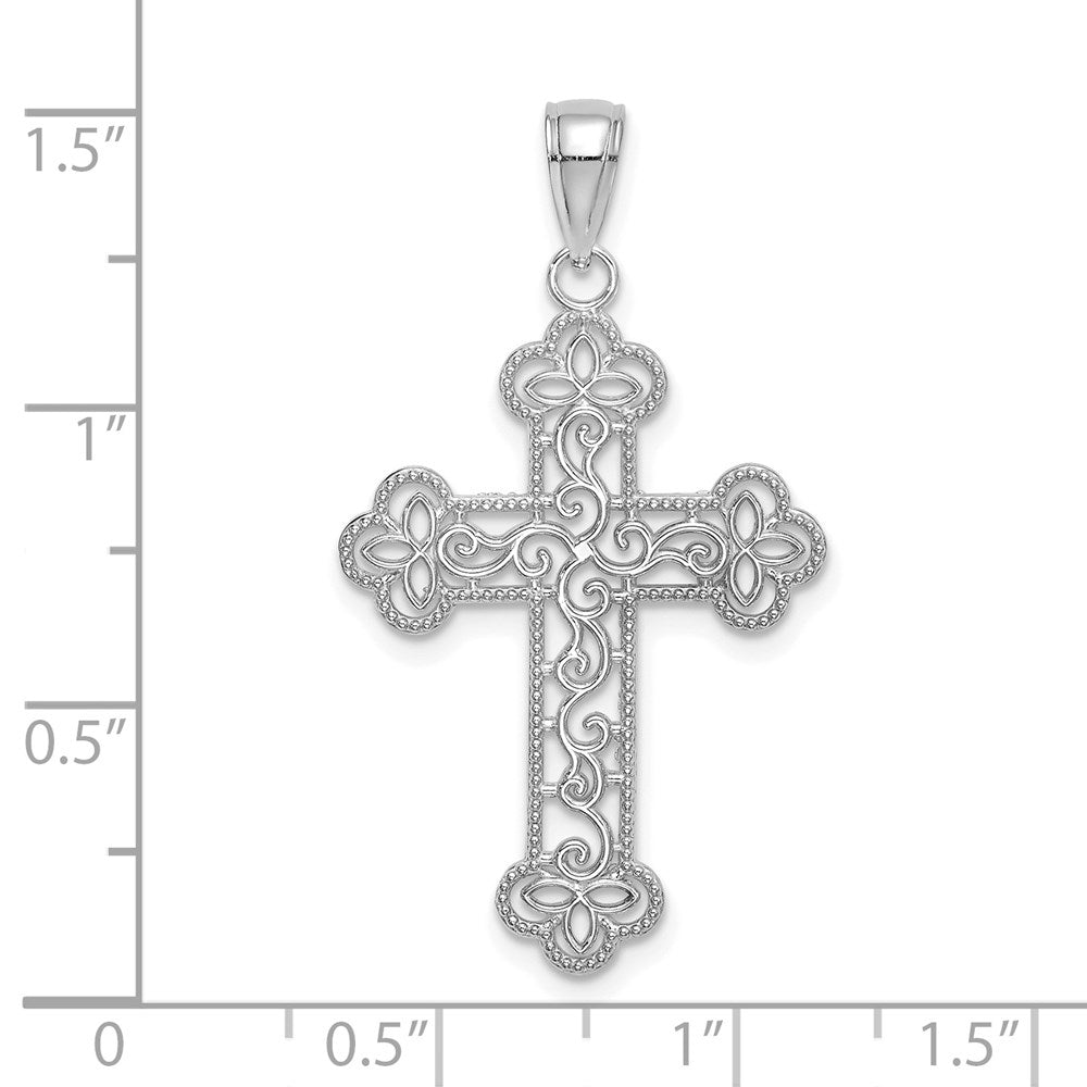 Million Charms 10K White Gold Themed Textured & Beaded Edge Charm