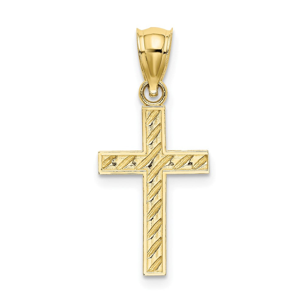 Million Charms 10K Yellow Gold Themed Beaded, Polished Relgious Cross Charm