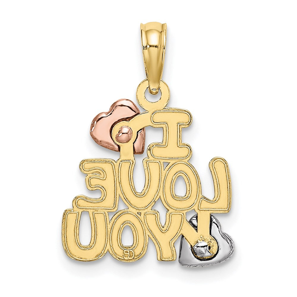 Million Charms 10K Yellow & Rose Gold Themed With Rhodium-plated I Love You With Hearts Charm