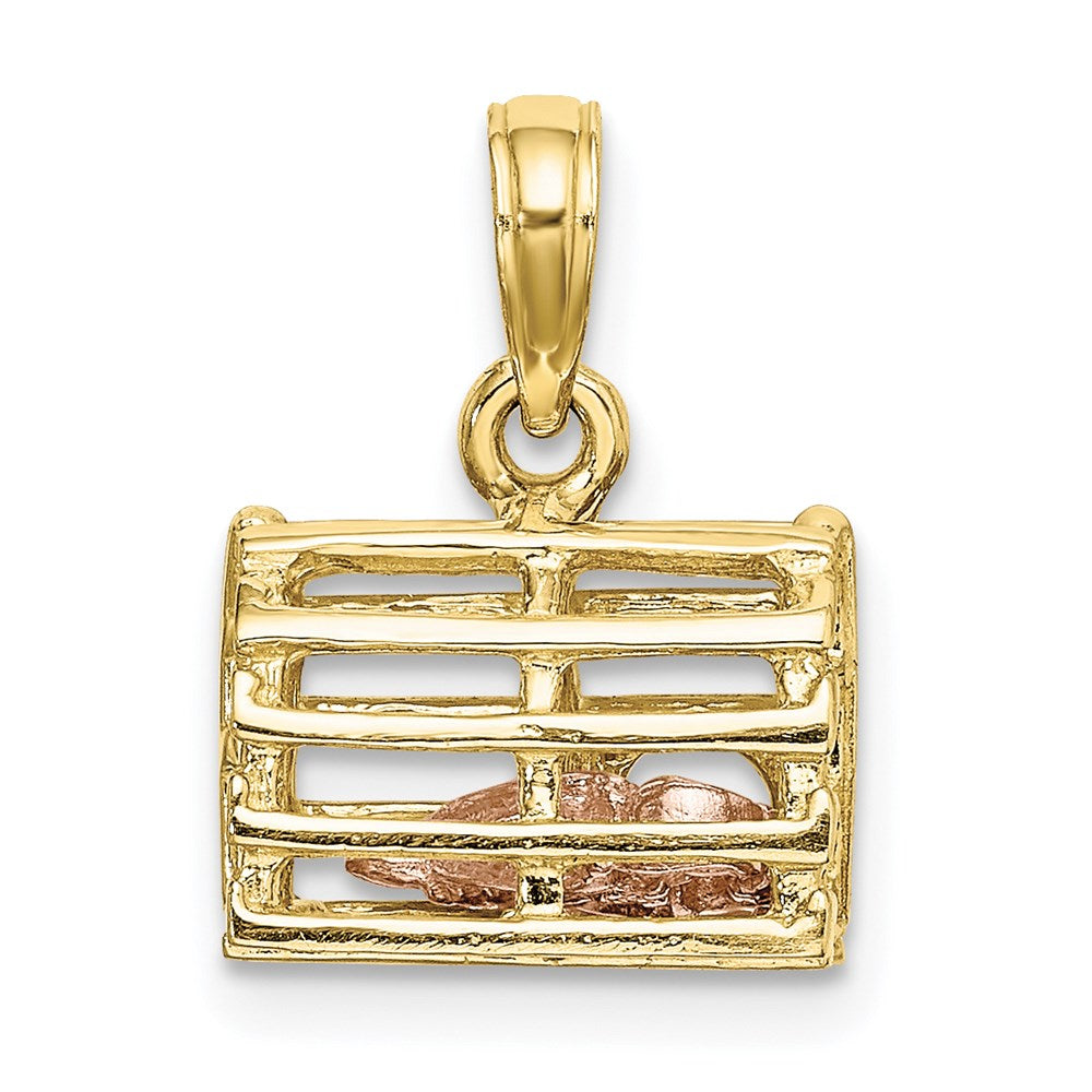 Million Charms 10K Rose & Yellow Gold Themed Lobster Trap With Moveable Lobster Pendant