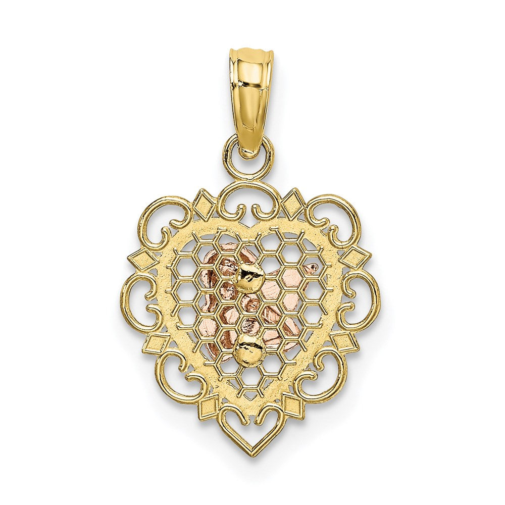 Million Charms 10K Tri-Color Small Angel In Heart Charm