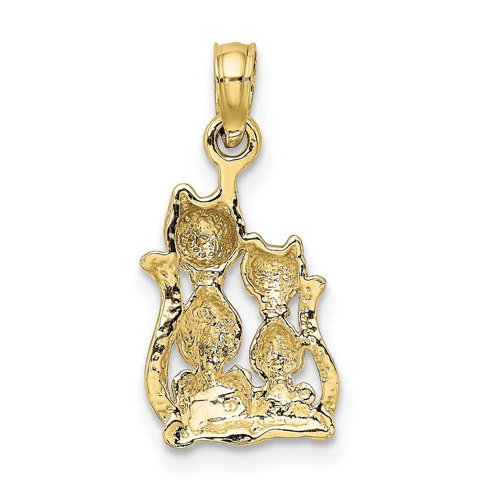Million Charms 10K Yellow Gold Themed With Rhodium-Plated Polished Cat & Kitten Charm