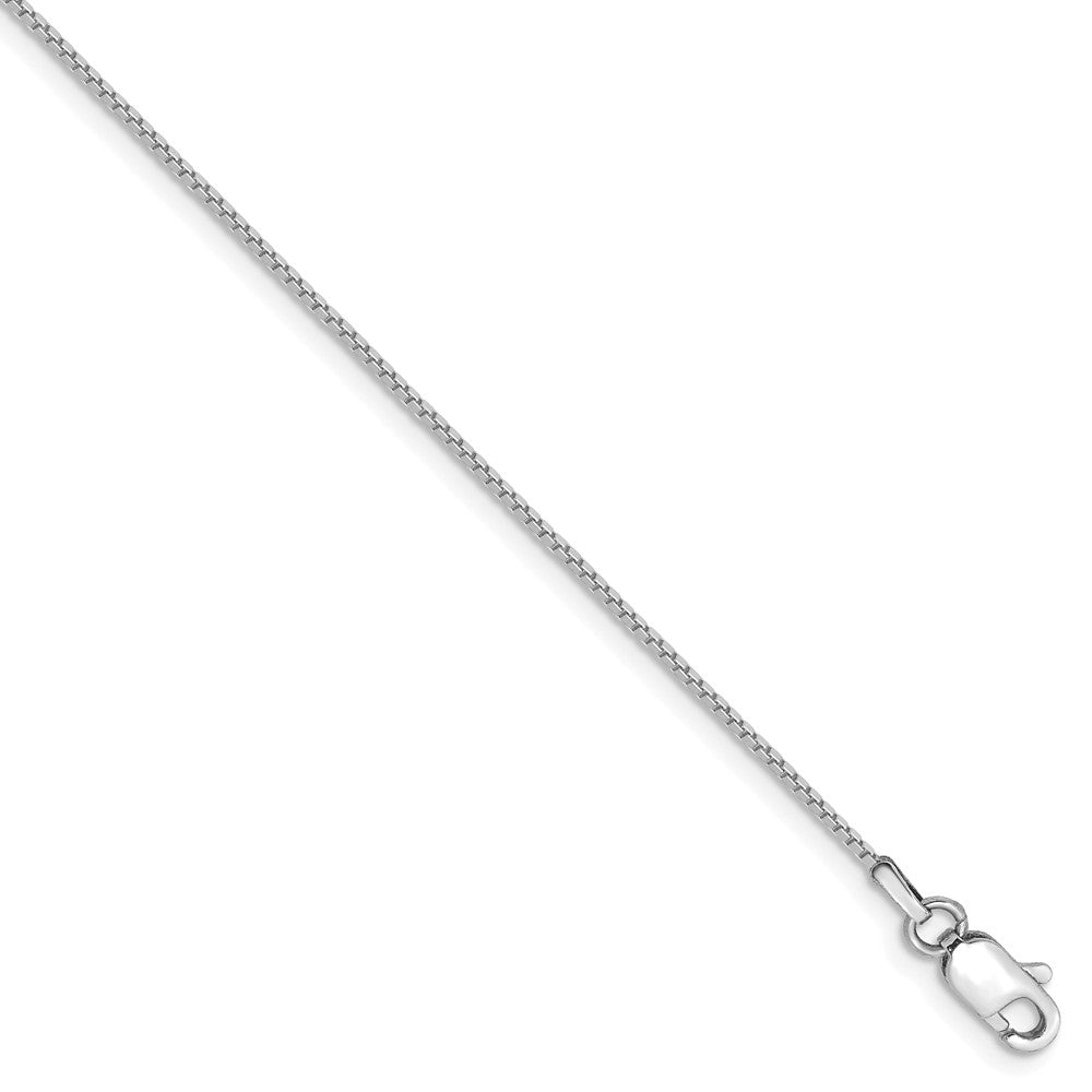 Million Charms 10k White Gold .90mm Box Chain, Chain Length: 7 inches