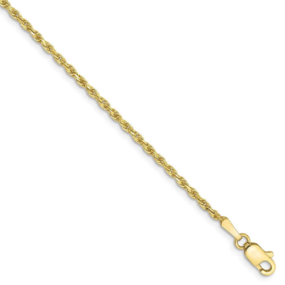 Million Charms 10k Yellow Gold 1.6mm Machine Made Diamond Cut Rope Chain, Chain Length: 8 inches