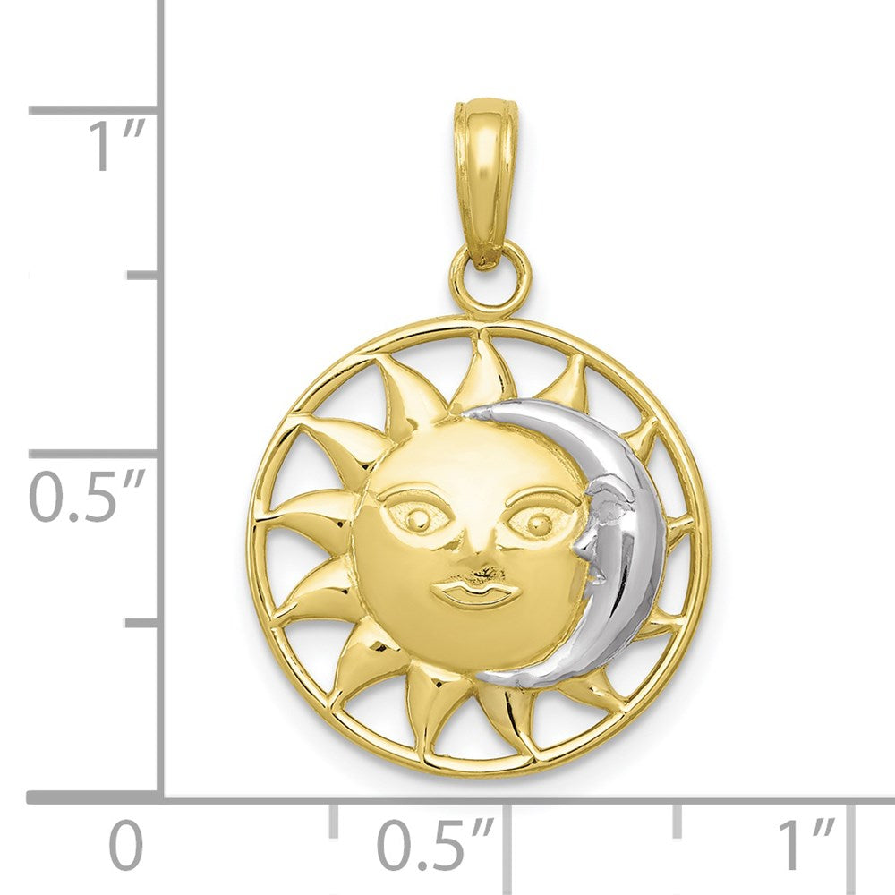 Million Charms 10K Yellow Gold Themed With Rhodium-plated Sun & Moon Pendant