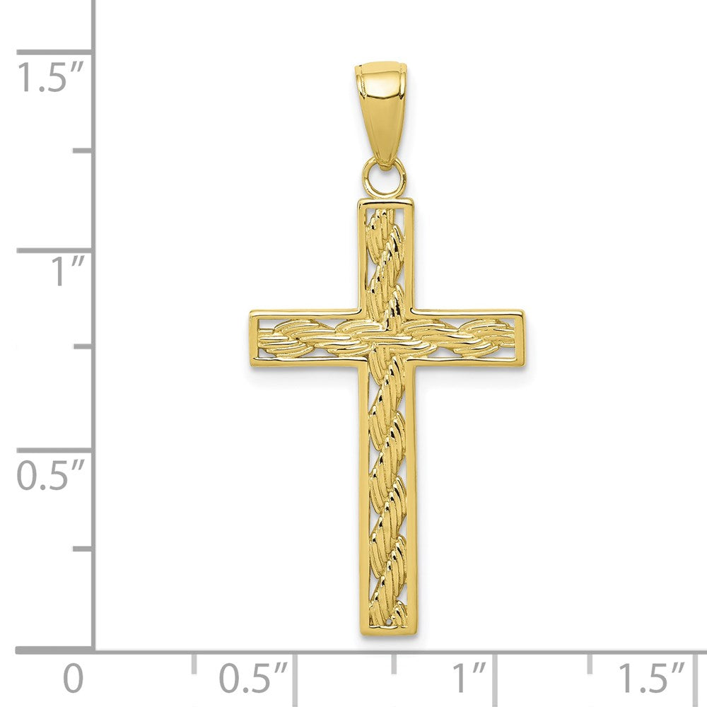 Million Charms 10K Yellow Gold Themed Rope Relgious Cross Pendant
