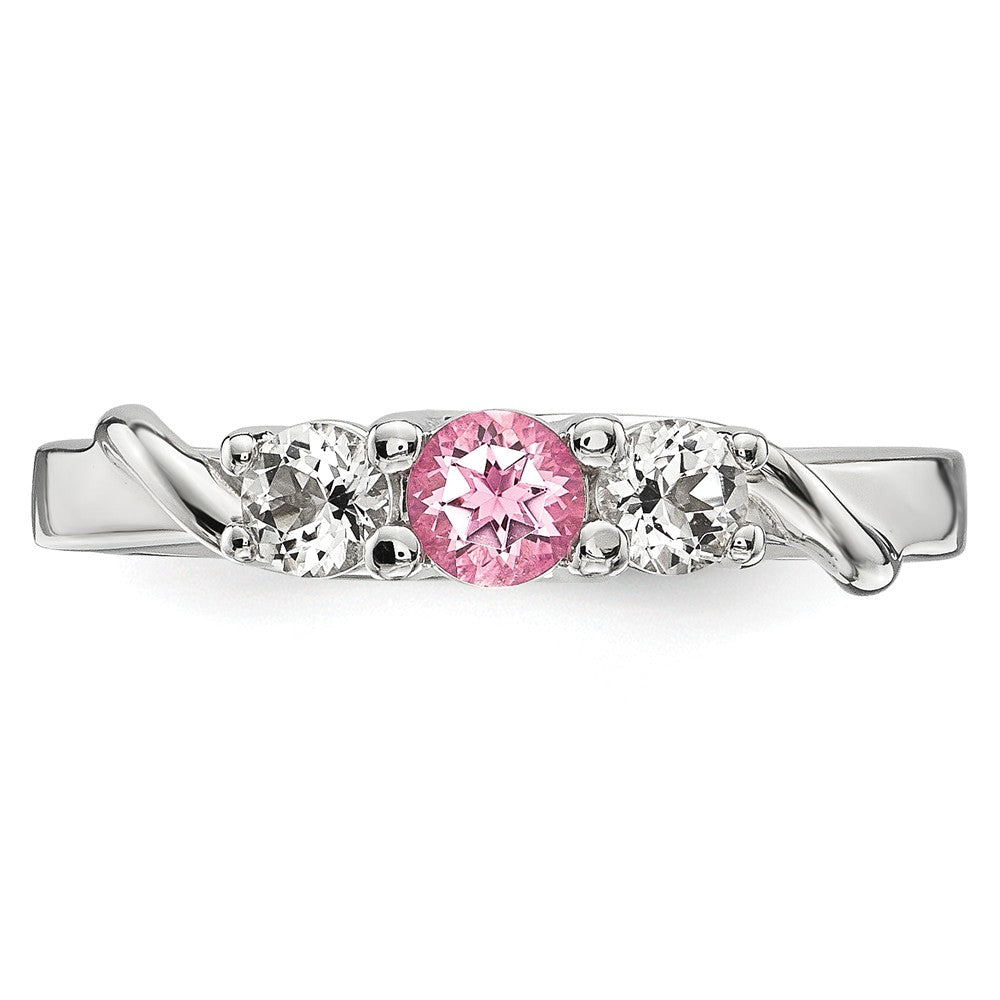 10k White Gold Survivor Collection Clear/Pink Swarovski Topaz Joanna Ring, Size: 7