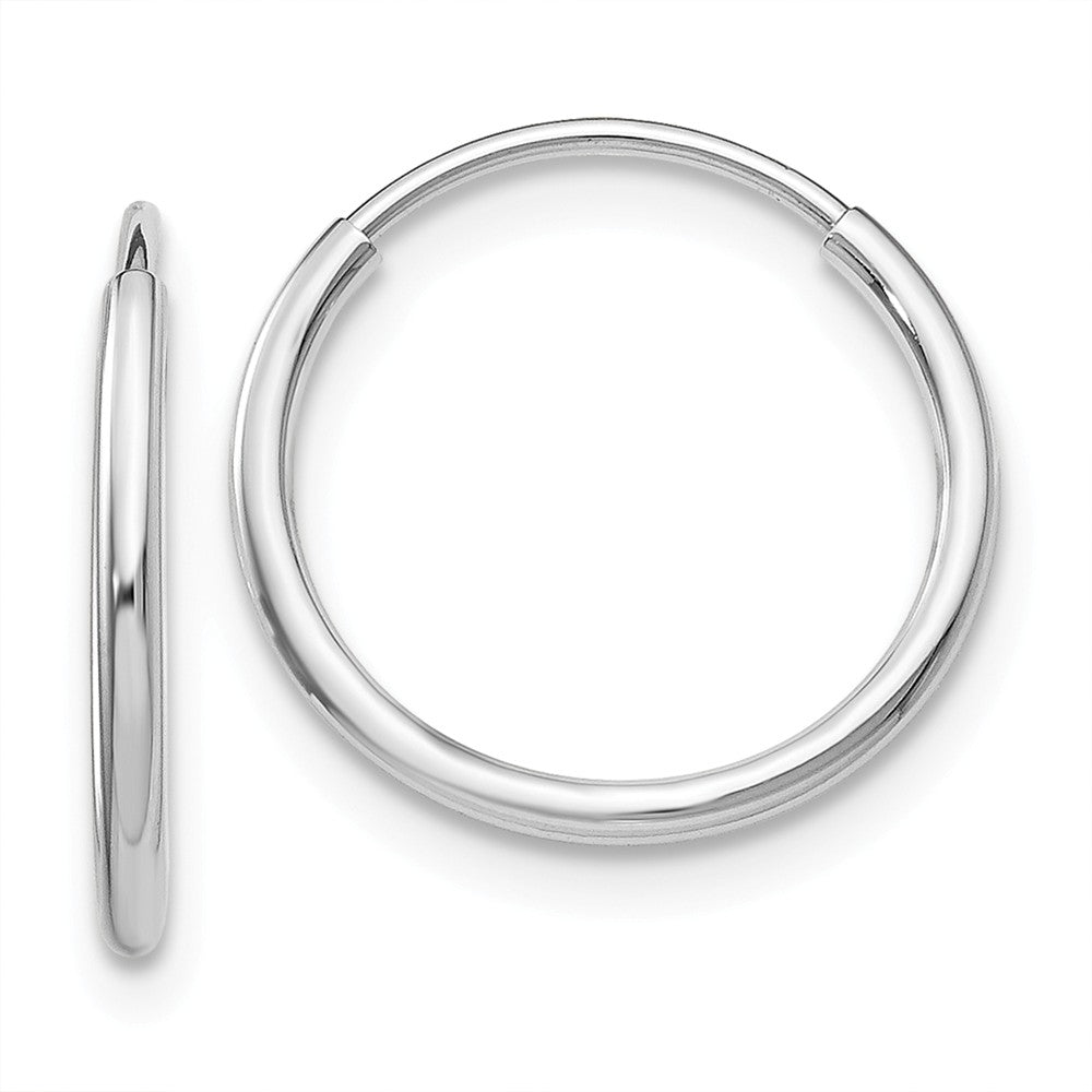 Million Charms 10K White Gold 1.2mm Endless Hoop Earrings, 15mm x 15mm