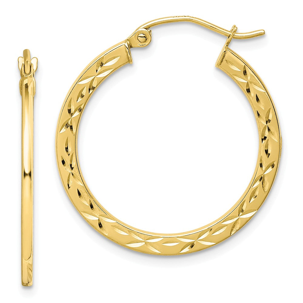 Million Charms 10k Yellow Gold Diamond-cut Hollow Hoop Earrings, 26mm x 25mm