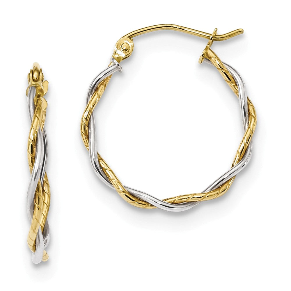 Million Charms 10k Two-tone Polished 1.8mm Twisted Hoop Earrings, 21.77mm x 19.55mm