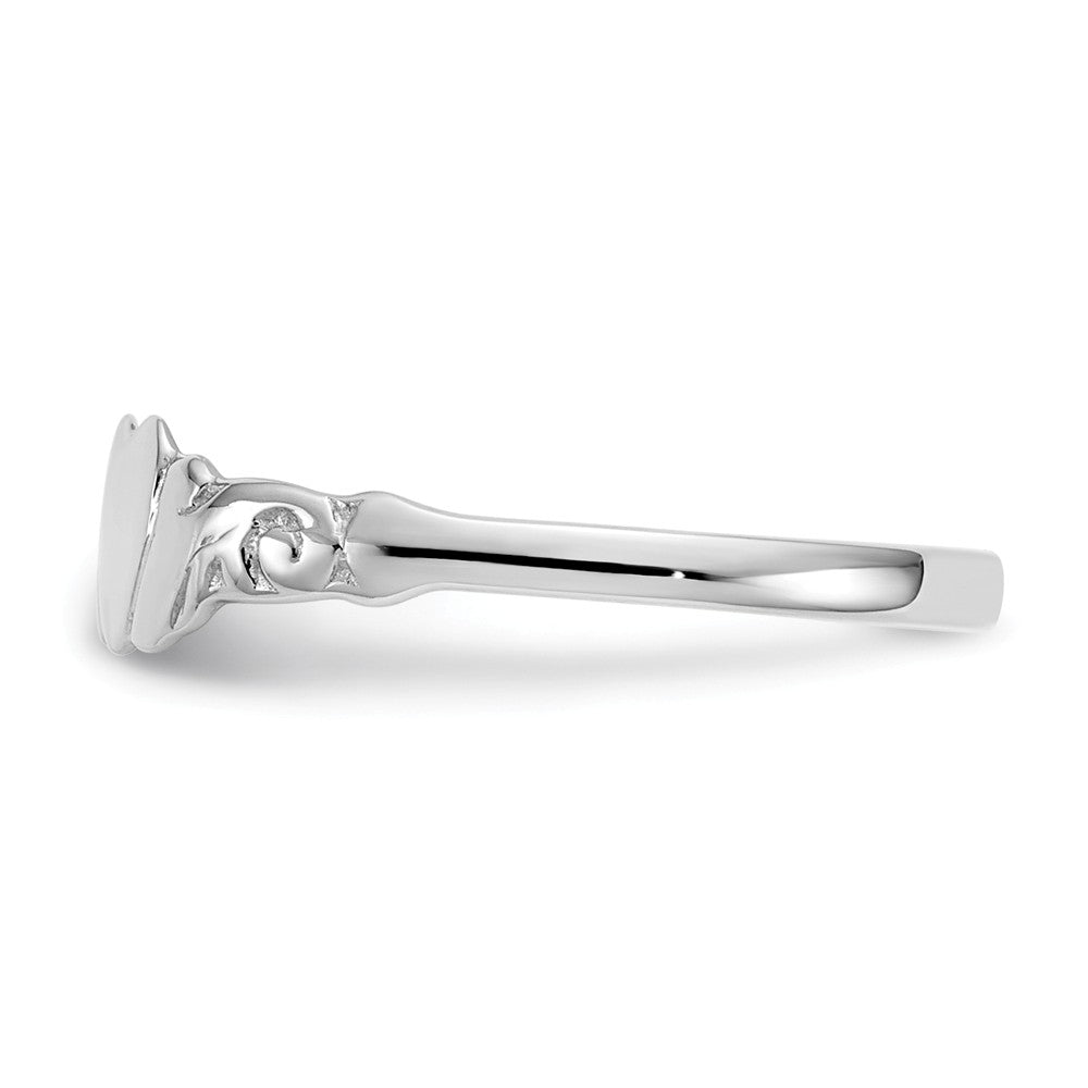 10k White Gold Heart Ring, Size: 4.5