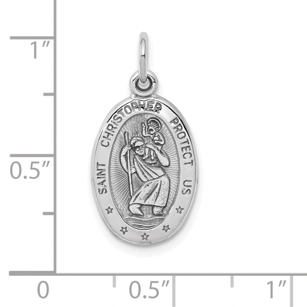 Million Charms 10K White Gold Themed Religious Saint Christopher Medal