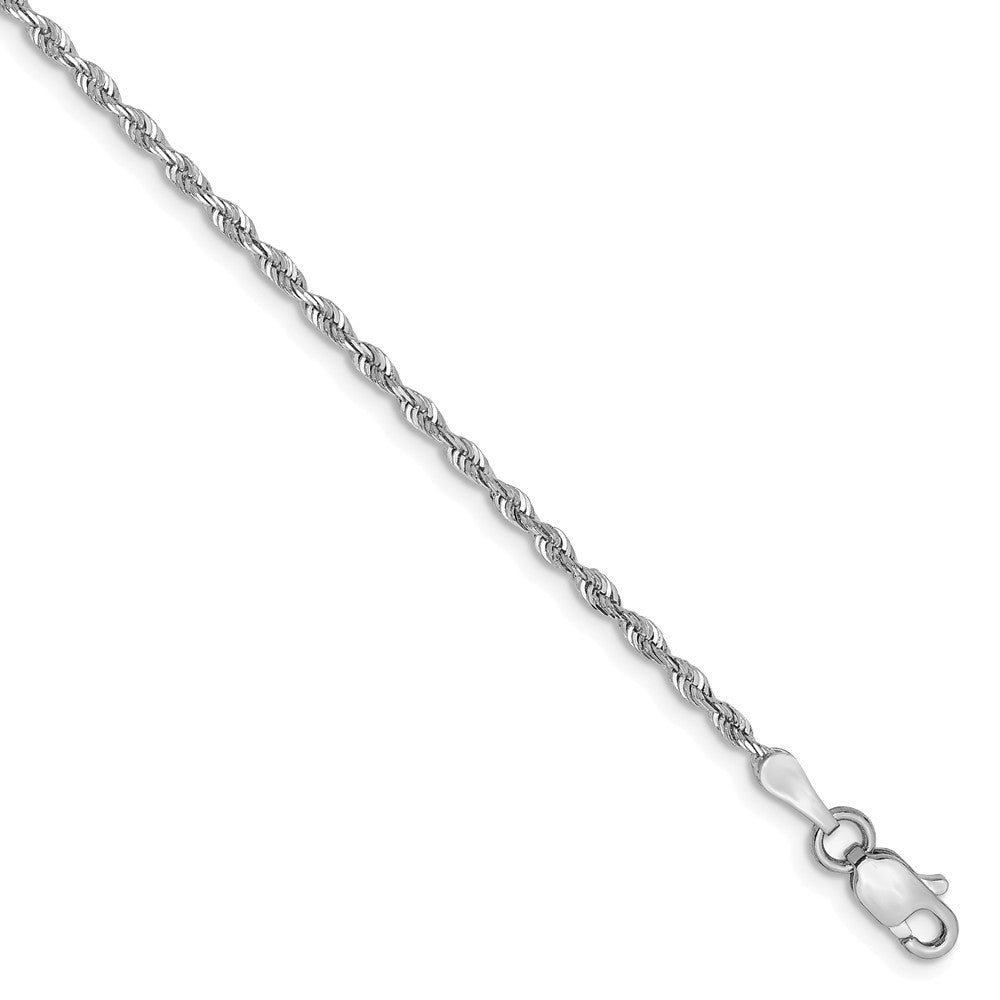 Million Charms 10k White Gold 1.85mm Diamond-Cut Quadruple Rope Chain, Chain Length: 7 inches