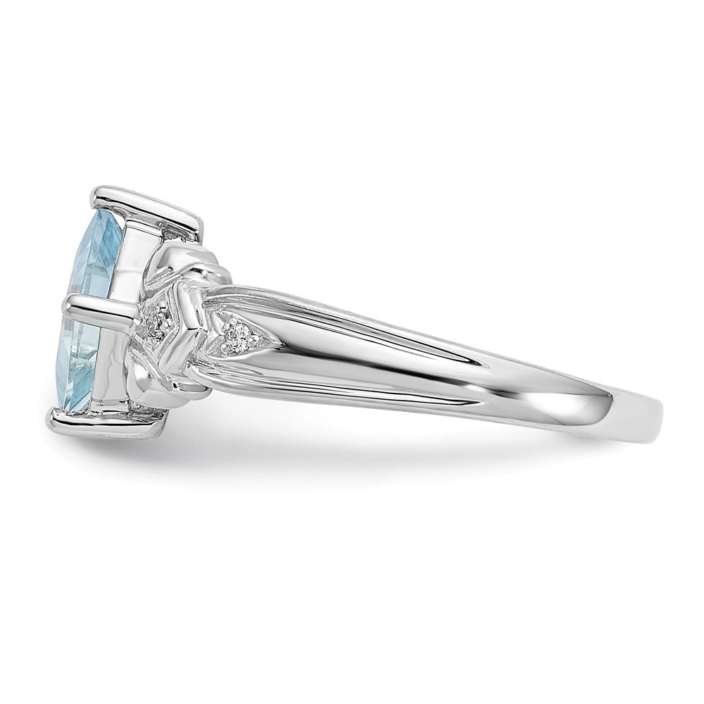 10k White Gold Aquamarine & Diamond Ring, Size: 6