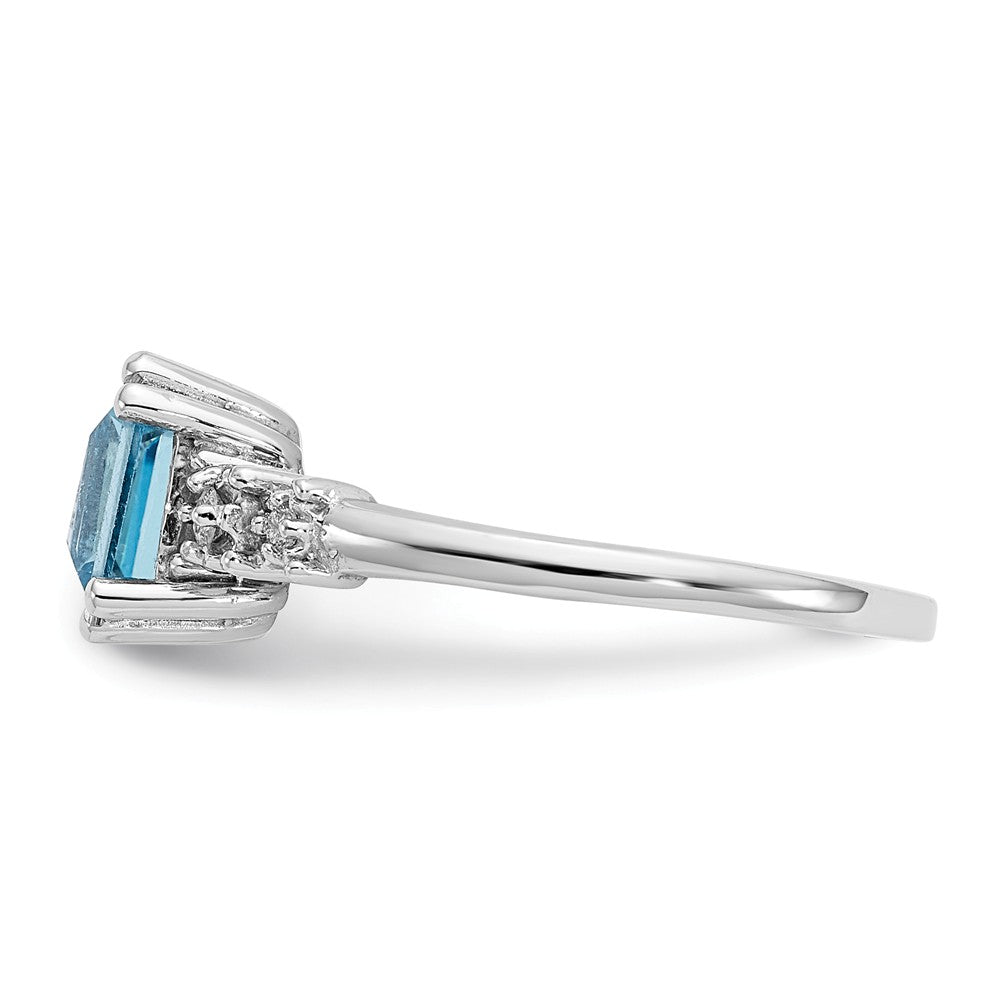 10k White Gold Diamond and Blue Topaz Ring, Size: 6