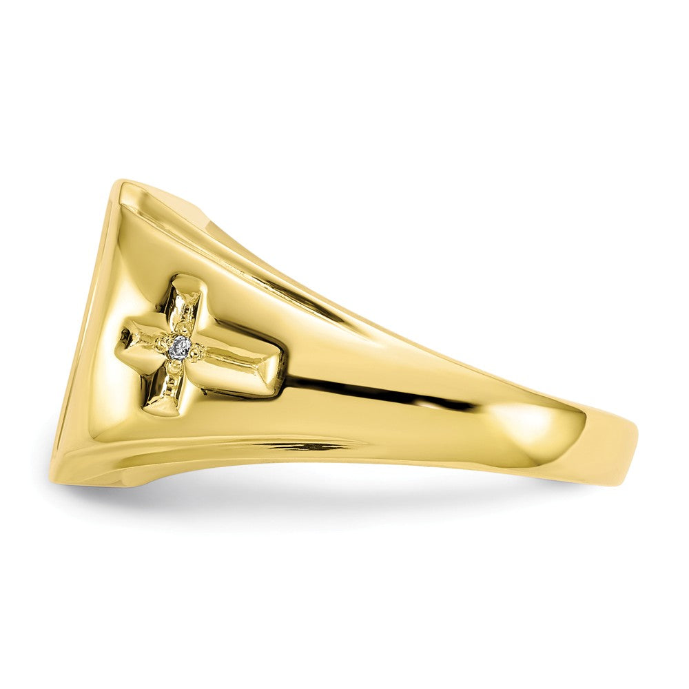 10k Yellow Gold Onyx & .01ct Diamond Men's Cross Ring, Size: 10