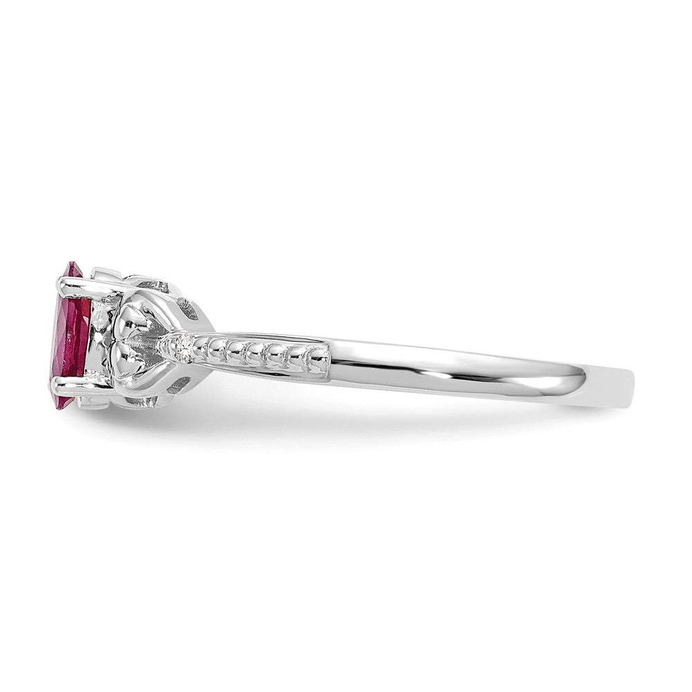 10k White Gold Ruby Diamond Ring, Size: 7
